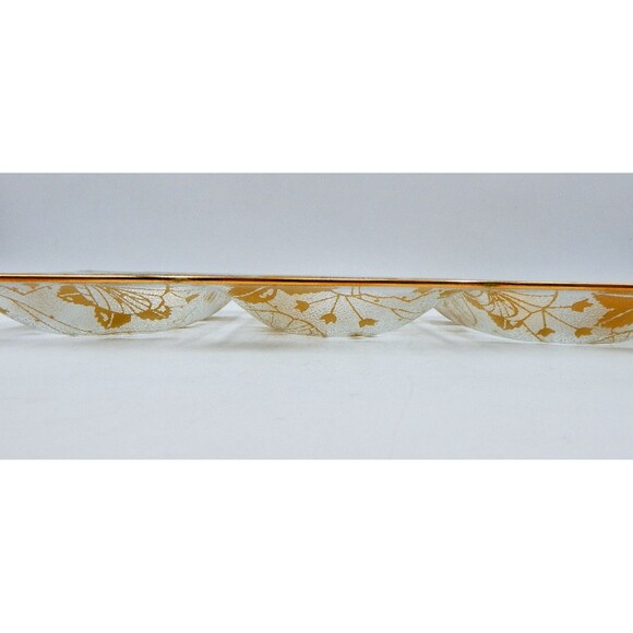MCM Glass Divided Serving Tray Gold Leaf Graphic Hollywood Regency Unmarked - Picture 9 of 12